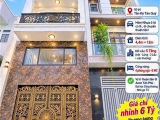 BÁN NHÀ GẦN AEON TÂN PHÚ - 54M2 - 5 TẦNG, 4PN,6WC,HXH 5M – NHỈNH 6 TỶ