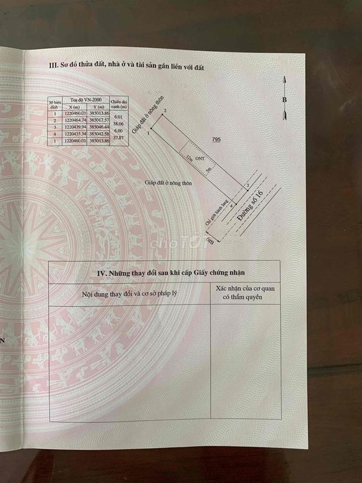 Bán đất thổ cư 227,8 m vuông