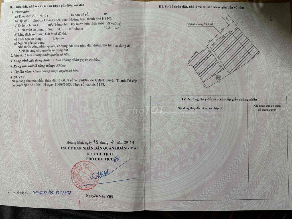 Bán nhà ngách 25 ngõ 2 Hoàng Liệt