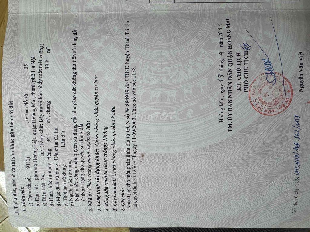 Bán nhà ngách 25 ngõ 2 Hoàng Liệt
