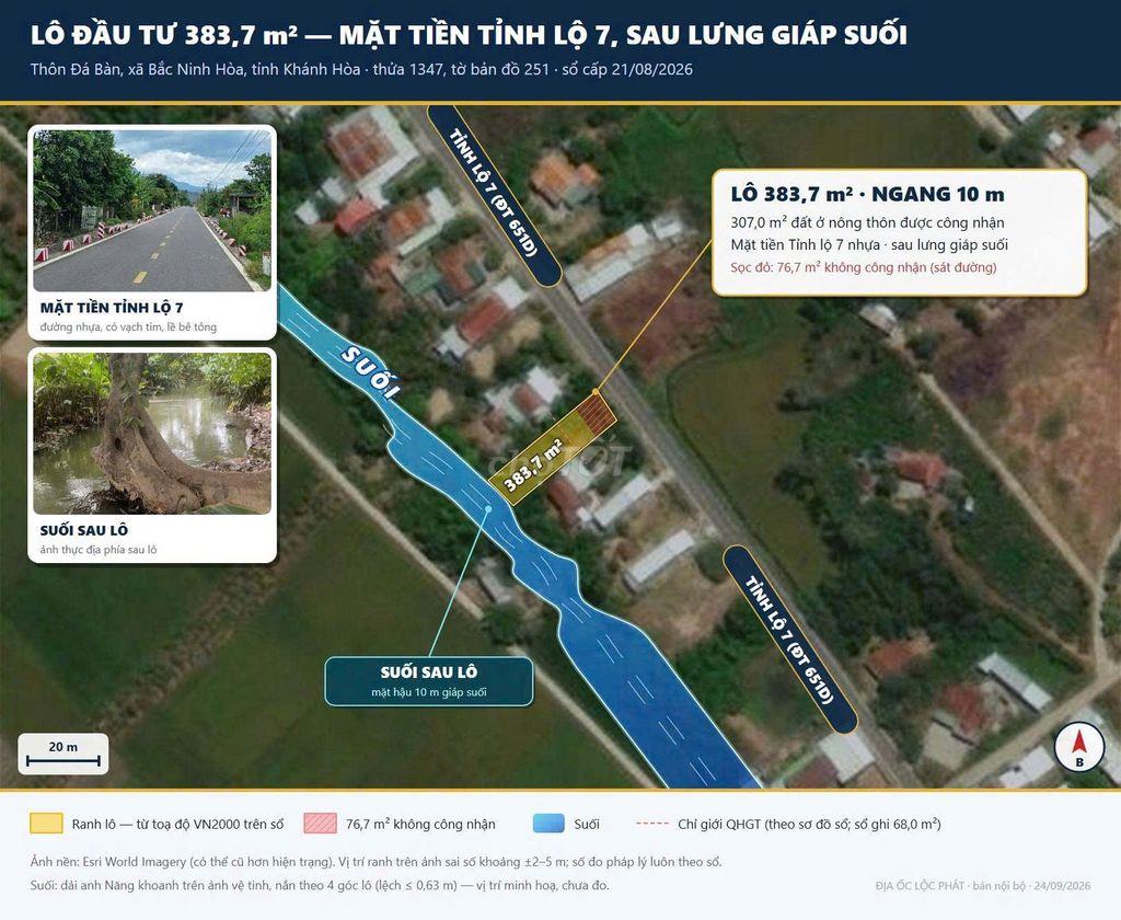 10 Mét Mặt Tiền Tỉnh Lộ 7 - Bắc Ninh Hòa, Giáp Suối Đẹp - Giá Rẻ