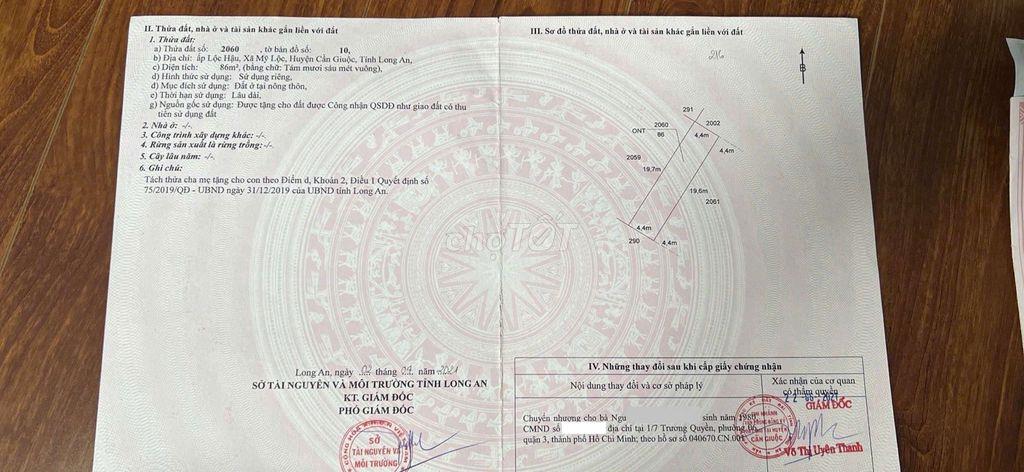 Đất mỹ lộc cần giuộc long an cũ