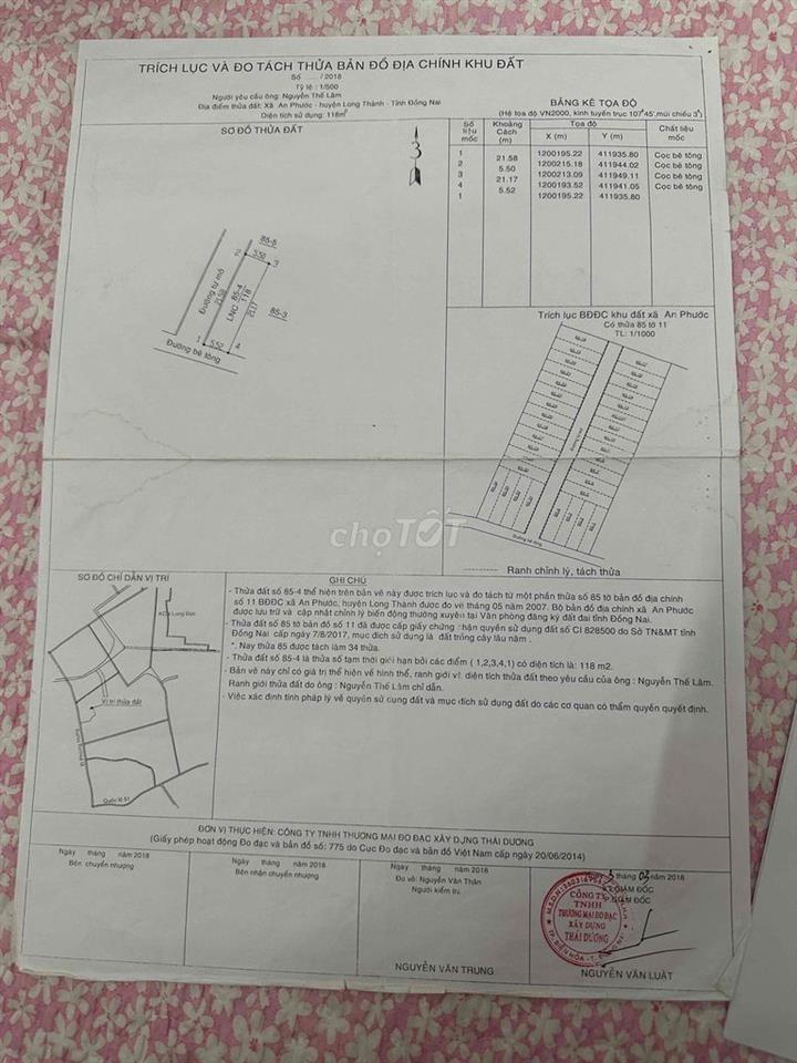 chính chủ bán đất 2 mặt tiền, ấp 7 Phùng Hưng