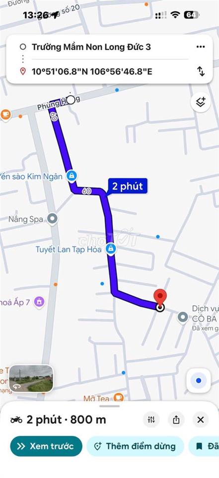 chính chủ bán đất 2 mặt tiền, ấp 7 Phùng Hưng
