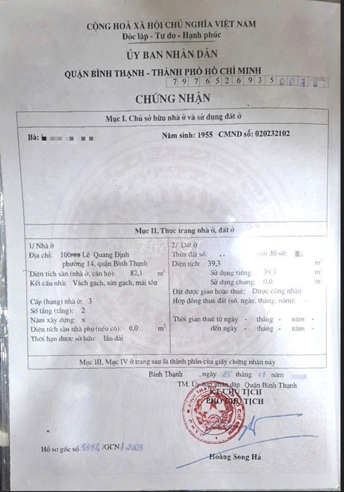 BÁN NHÀ 2 TẦNG LÊ QUANG ĐỊNH, BÌNH THẠNH – GIÁ 4,6 TỶ