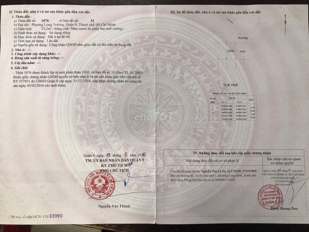 Bán đất thổ cư phường Long Trường