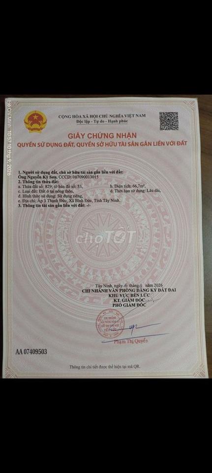 66m2 thổ cư, ấp 3 Thạnh Đức - Bến Lức