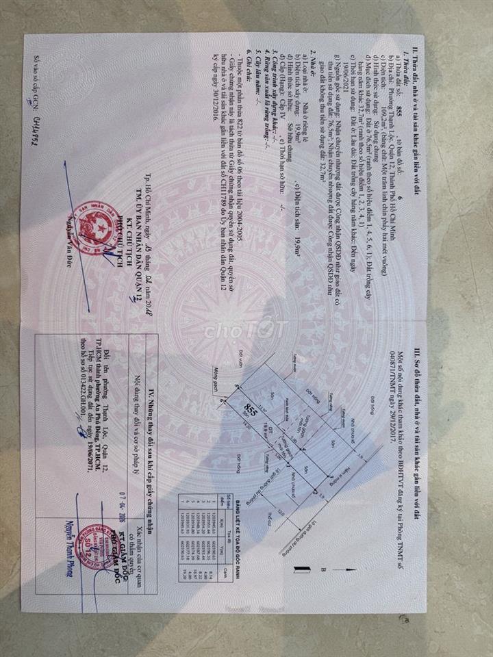 Bán kho tại đường Tl41, phường Thạnh Lộc, quận 12, Tp. HCM