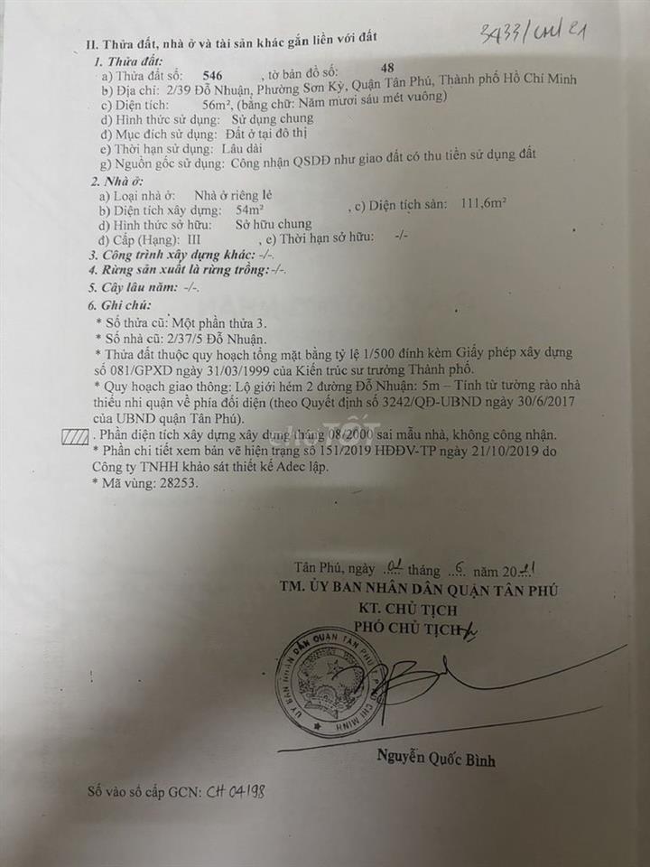 BÁN NHÀ GẦN CHƠ SƠN KỲ, AEON TÂN PHÚ