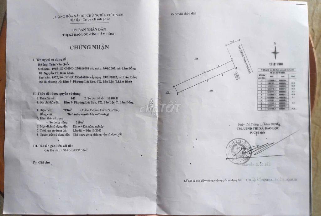 Bán nhà mặt tiền Quốc lộ 55, đối diện KCN Lộc Sơn, Bảo Lộc- 6,5 tỷ
