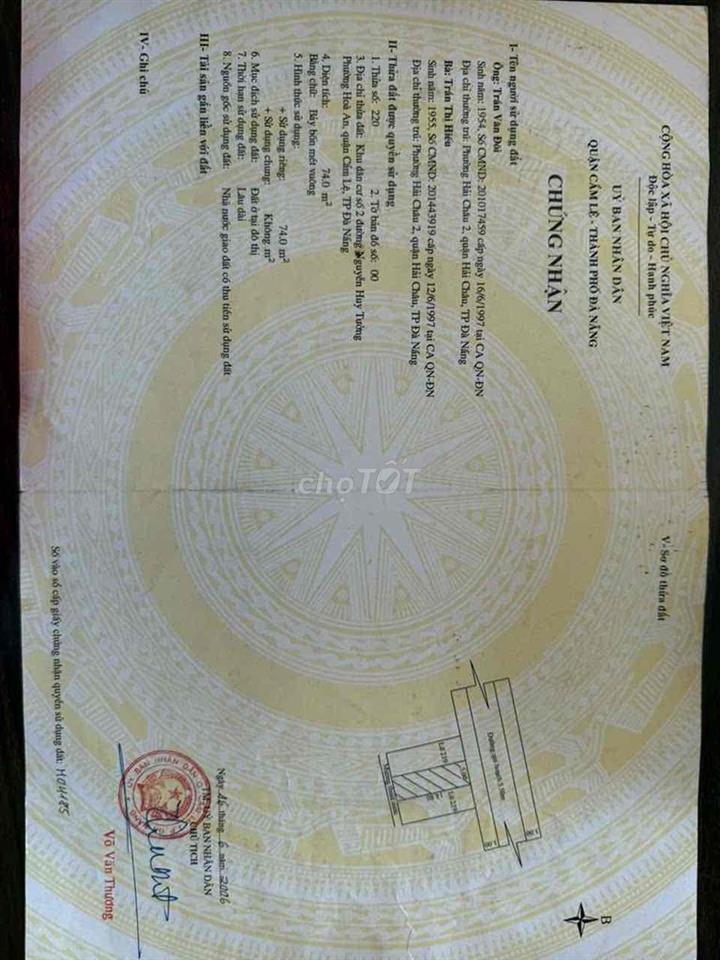 bán nhà cấp 4 Lê Vĩnh Khanh - Hoà An Cẩm Lệ