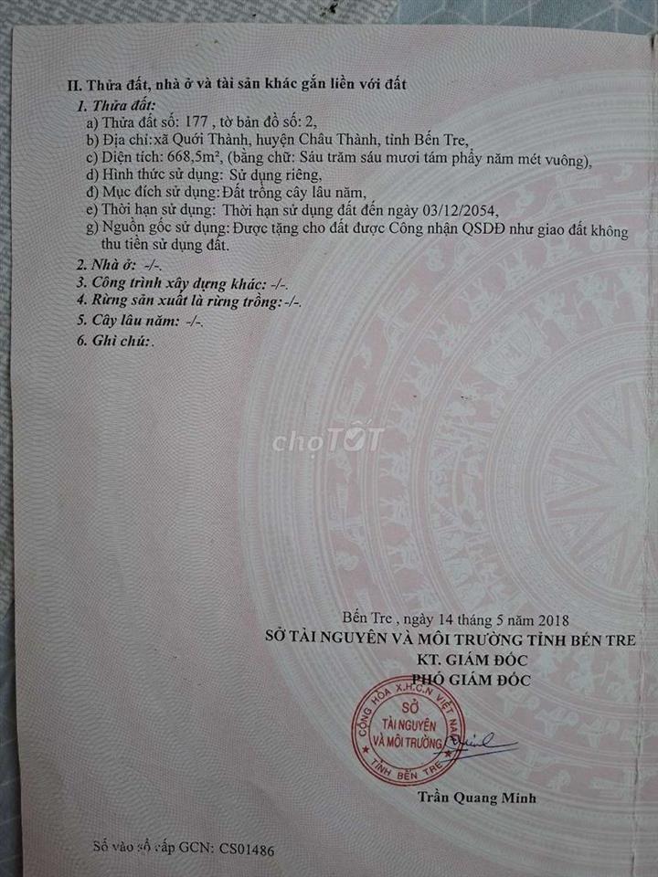 Bán đất Bến Tre