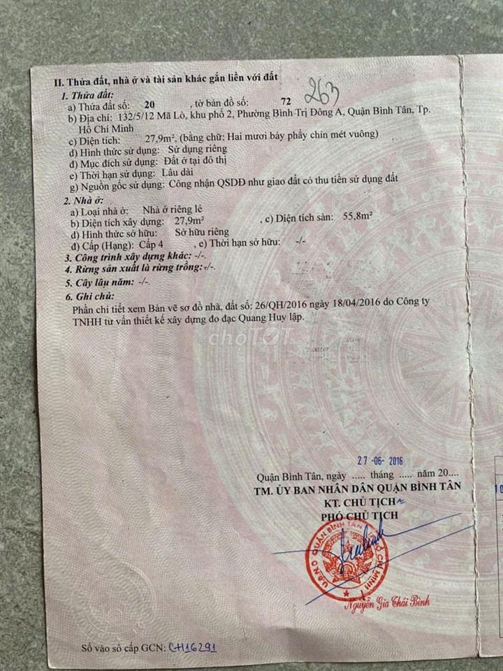 Bán Nhà Chính Chủ - Nhà Vừa Hoàn Thiện - Nội Thất Cơ Bản