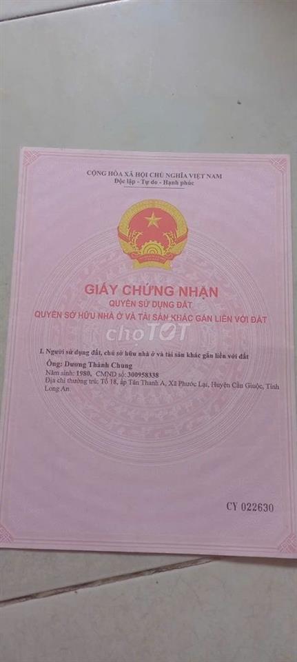 BÁN ĐẤT Ở 89 M² MỸ LỘC – CẦN GIUỘC, NGANG 4 M, ĐƯỜNG BÊ TÔNG