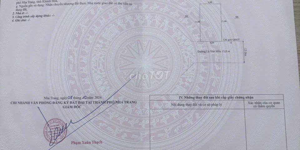 Bán đất 2 mặt tiền phường Bắc Nha Trang