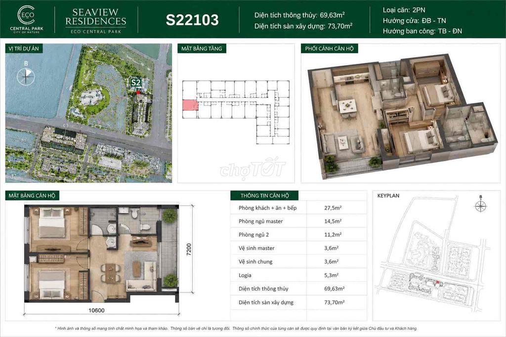 CHÍNH CHỦ NHƯỢNG LẠI CĂN HỘ SEAVIEW – ECO CENTRAL PARK VINH        C