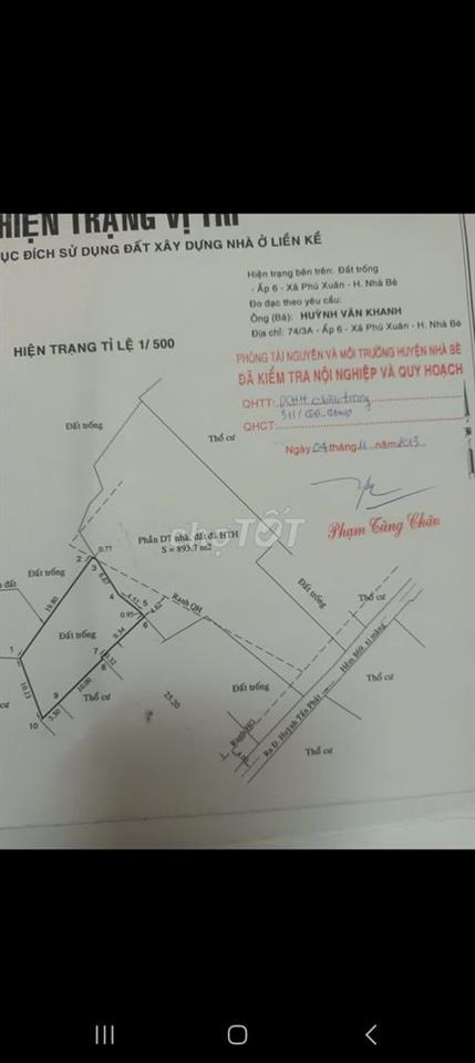 Chính chủ bán gấp đất thổ cư hẻm 2771 Huỳnh Tấn Phát, xã Nhà Bè