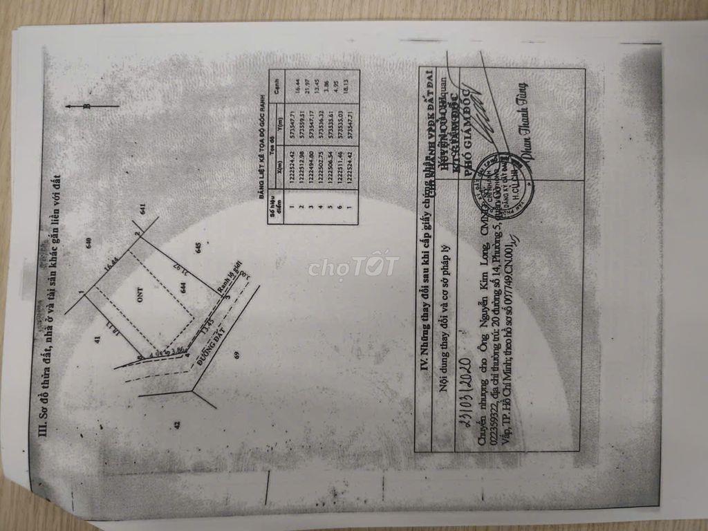 CẦN BÁN ĐẤT TRUNG LẬP THƯỢNG, CỦ CHI – 404.8m² CÓ 200 M2 THỔ CƯ