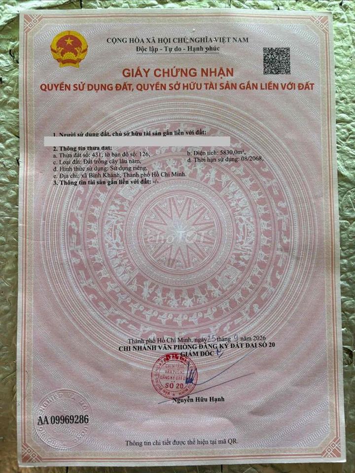 Bán đất mặt tiền đường Bà Xán