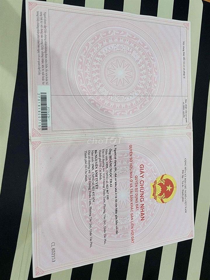 Bán nhà chính chủ quận Tân Phú