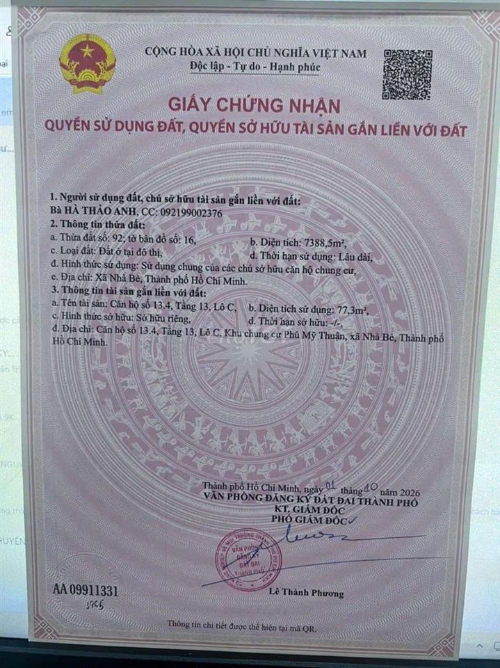 Cần Bán căn hộ chung cư