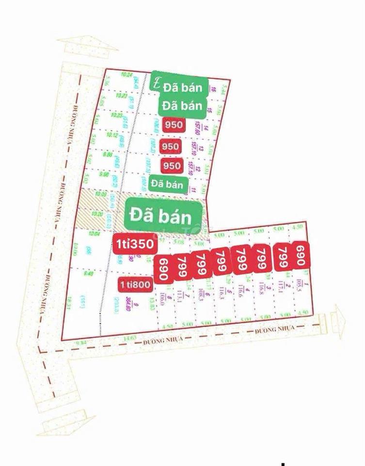 đất thổ cư . giá 690tr-799tr /1 nền thổ cư 100%