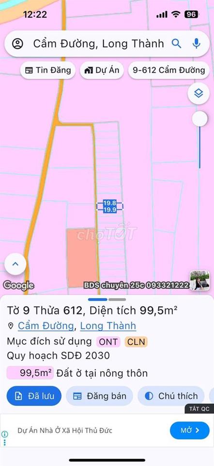 Cho thuê đất thổ cư cận sân bay Long Thành