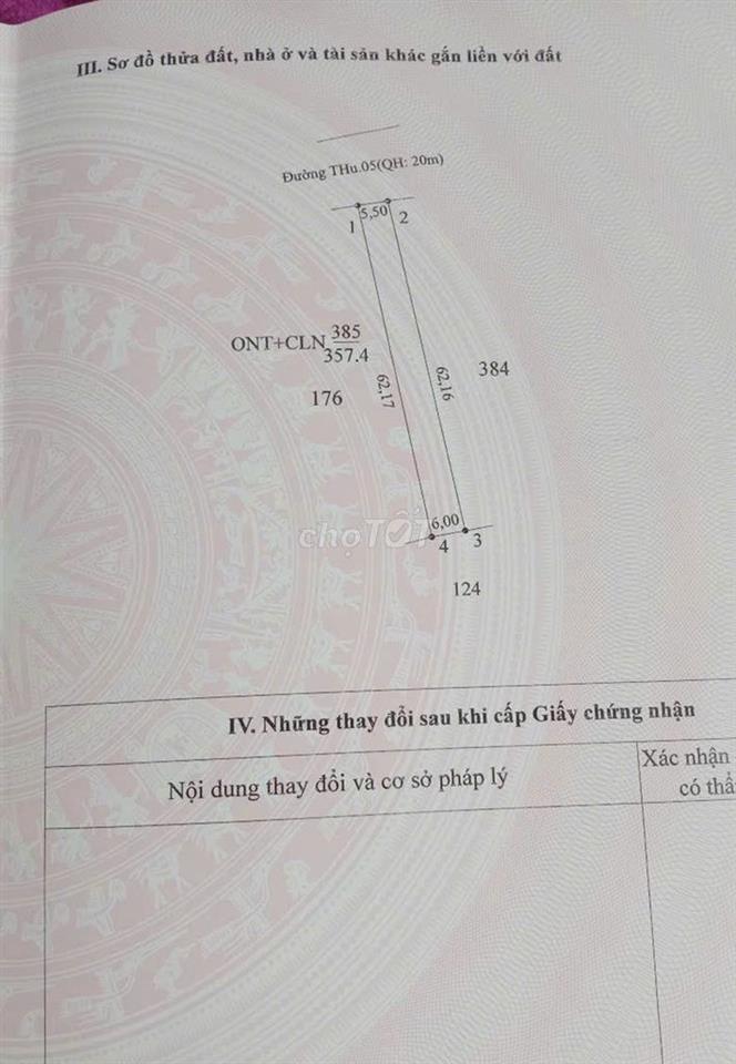 CẦN BÁN ĐẤT CHÍNH CHỦ (357m) ĐÃ CÓ SỔ