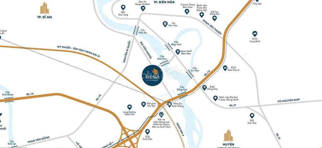 Chung cư Fresia Riverside Biên Hòa Lô Góc 2PN-2WC DT 53,3m2 giá 1 TỶ