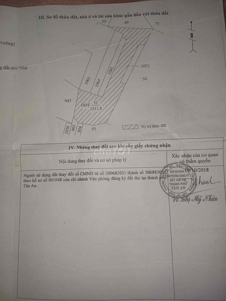 CHÍNH CHỦ BÁN ĐẤT NGUYỄN THỊ HẠNH – TÂN AN