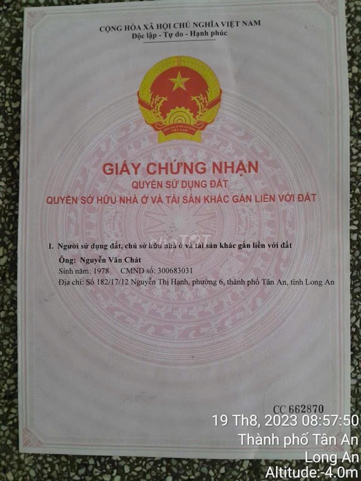 CHÍNH CHỦ BÁN GẤP ĐẤT NGUYỄN THỊ HẠNH – TÂN AN, CẮT LỖ 1 TỶ
