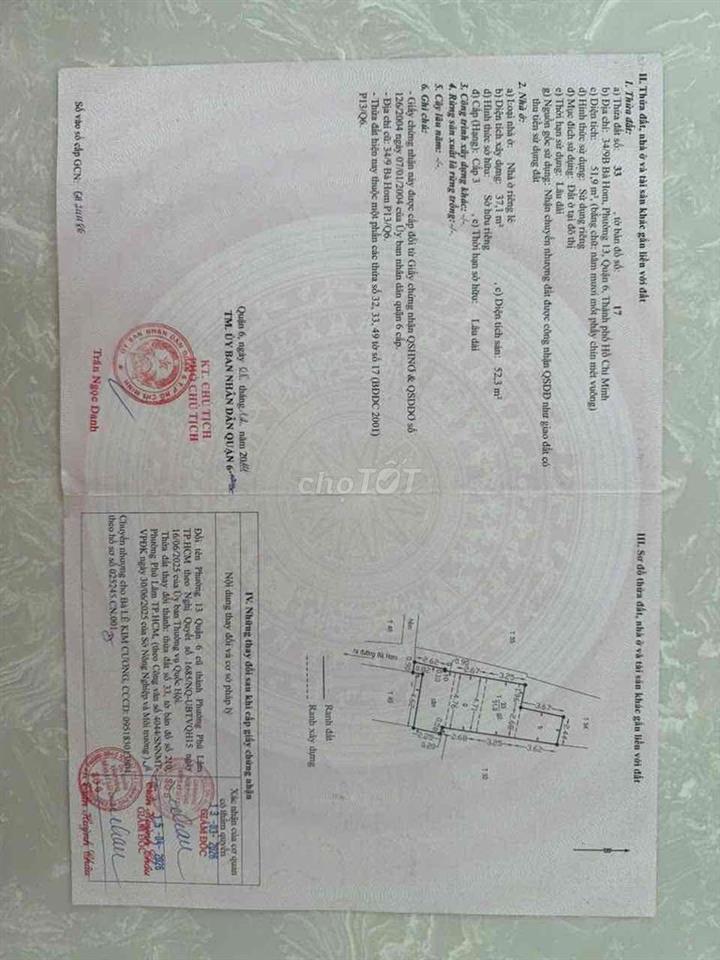 Giá: 4ty5 💥Nhà: đường bà hom, quận 6 🏠 DT: 51,9m2 💒 1 trệt 1 lầu 3PN 2