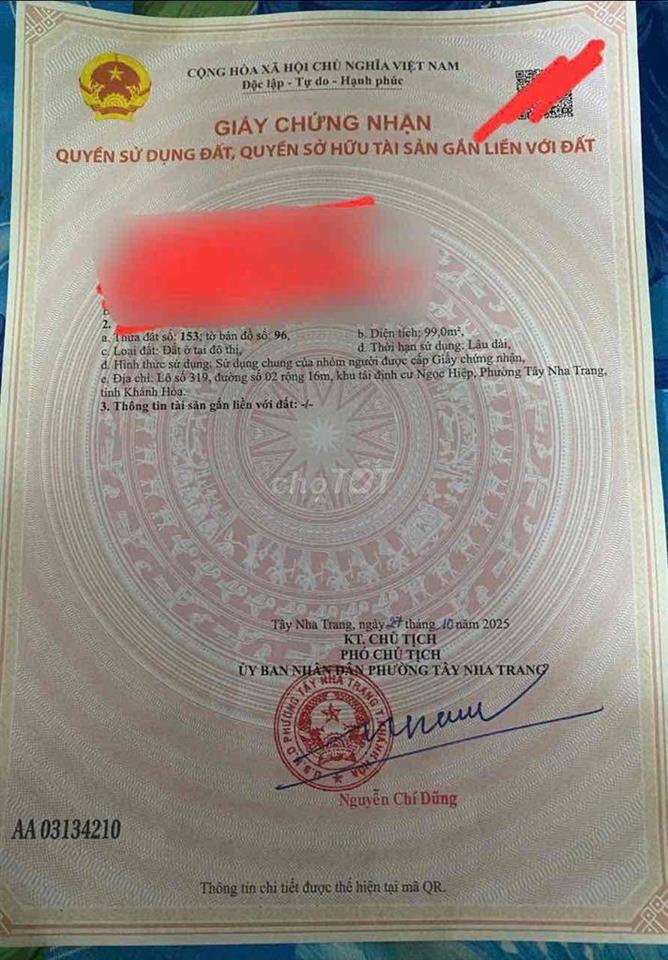 Bán lô đất đường 16m, đường thông  khu TĐC Ngọc Hiệp, phường Tây Nha
