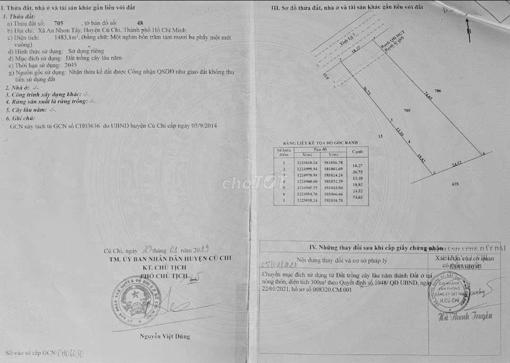 Bán đất mặt tiền tỉnh lộ 7 xã an nhơn tay