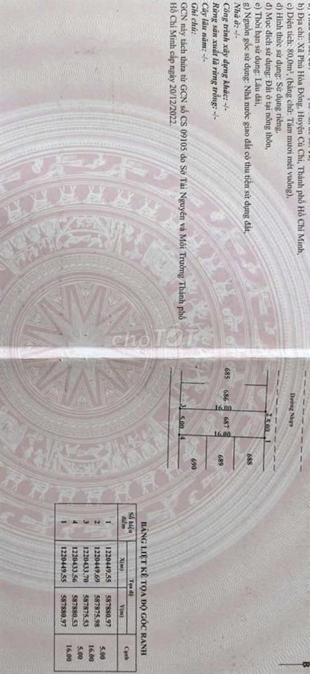CHÍNH CHỦ Cần Bán Lô đất đường nhựa gần chợ Phú Hòa Đông