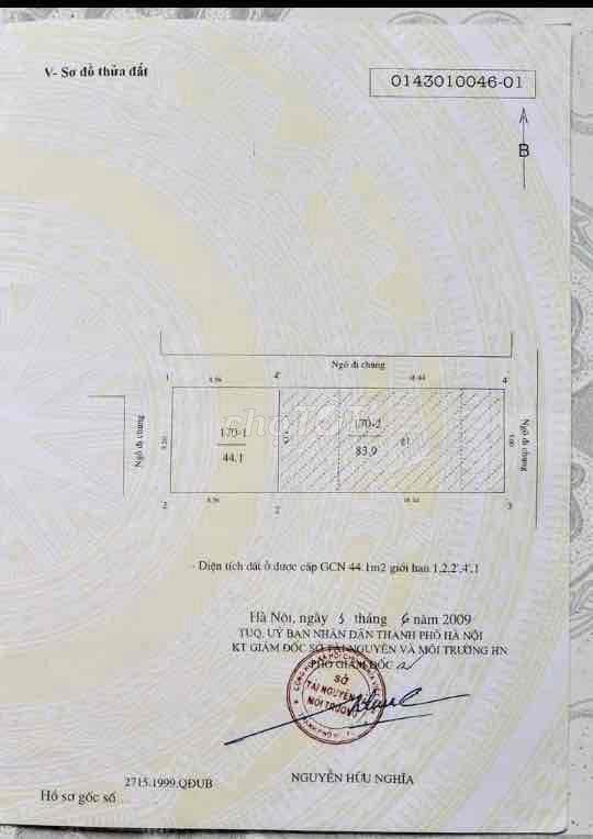 Tôi chính chủ bán đất phố Nguyễn Đổng Chi, 44m, mặt tiền 5,2m giá 7ty9