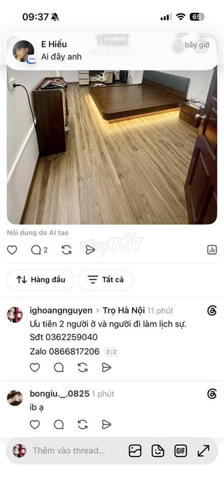 Cho thuê phòng full đồ, vsc Thanh Xuân