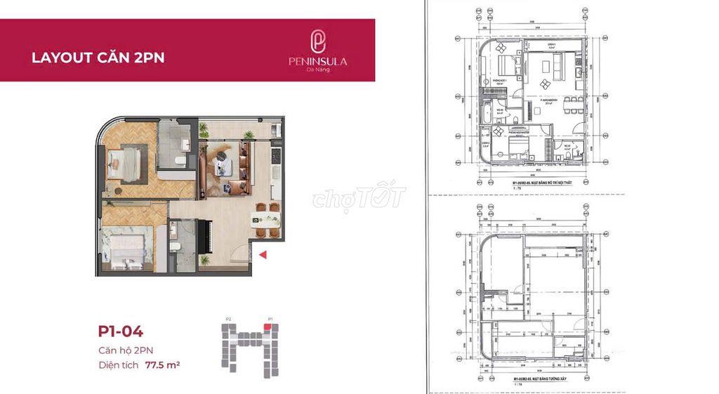 Căn hộ 2PN Peninsula Đà Nẵng 77,6M VIEW BIỂN, GIÁ CHỈ TỪ 4,069 TỶ