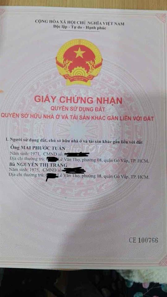 bán nhà chính chủ , khu chợ 40 căn , đường lê văn thọ