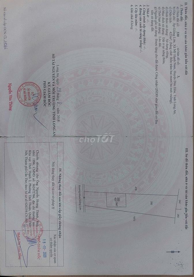 Bán đất đường nhựa Giồng Lớn
