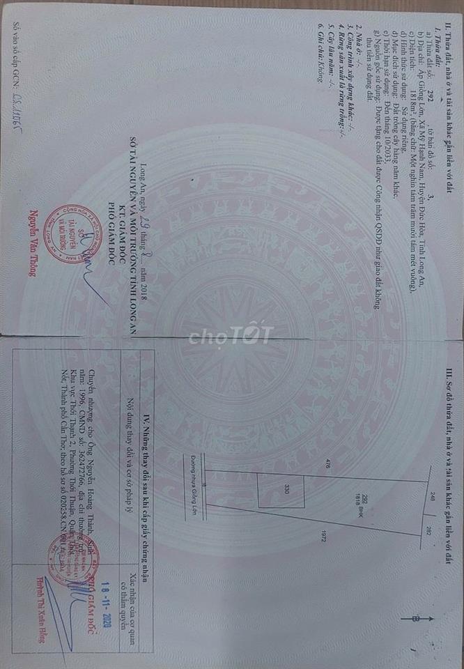 Bán đất đường nhựa Giồng Lớn