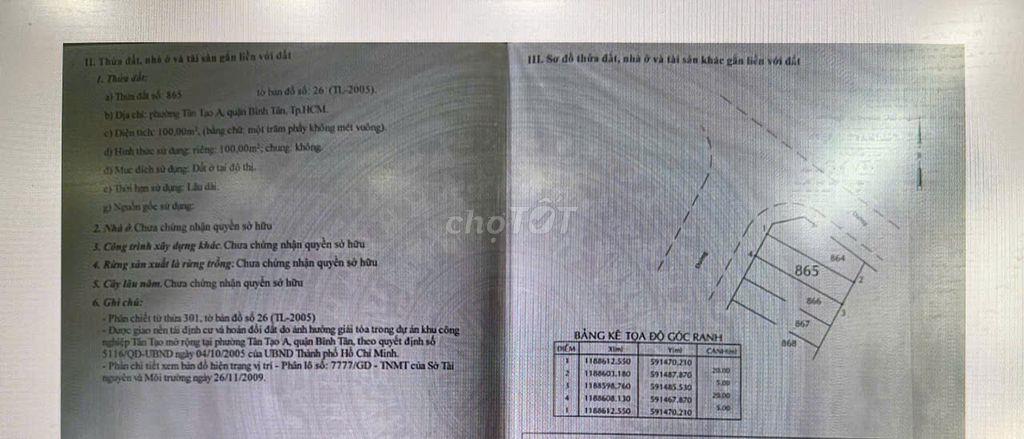 Chính chủ Bán Nhà Mặt Tiền KDC Tân Tạo A.