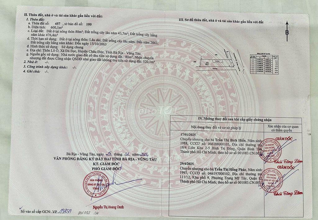 Bán lô đất 2 mặt tiền góc ngã tư đường nhựa Bình Giã Đá Bạc cực đẹp