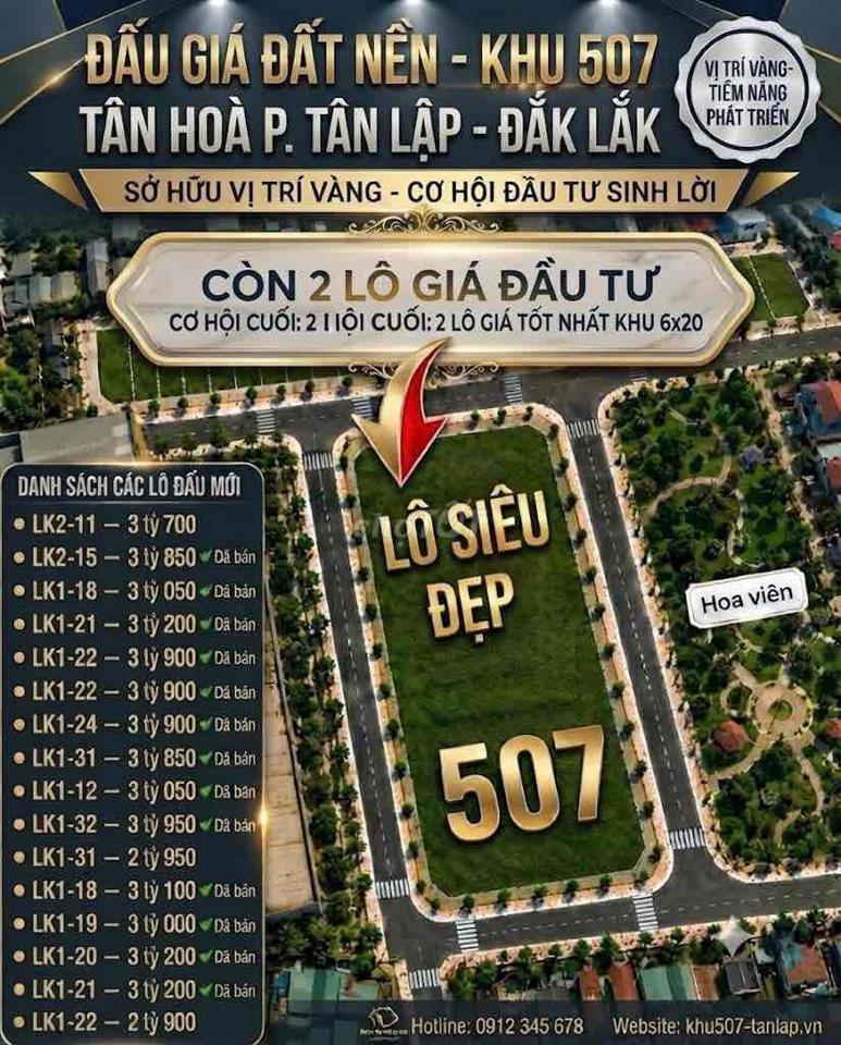 🔥 GIẢM SÂU ĐẤT KHU ĐẤU GIÁ 507 TÂN HÒA – CẦN RA NHANH