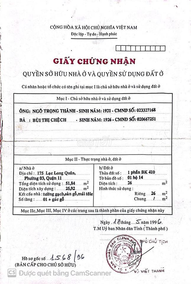 BÁN NHÀ MẶT TIỀN QUẬN 11