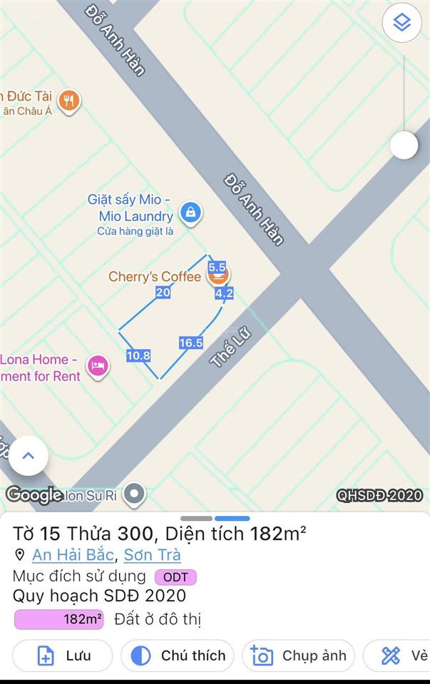 Chuyển nhượng lô góc 2 mặt tiền đường đỗ anh hàn & thế lữ đường rộng 10m5