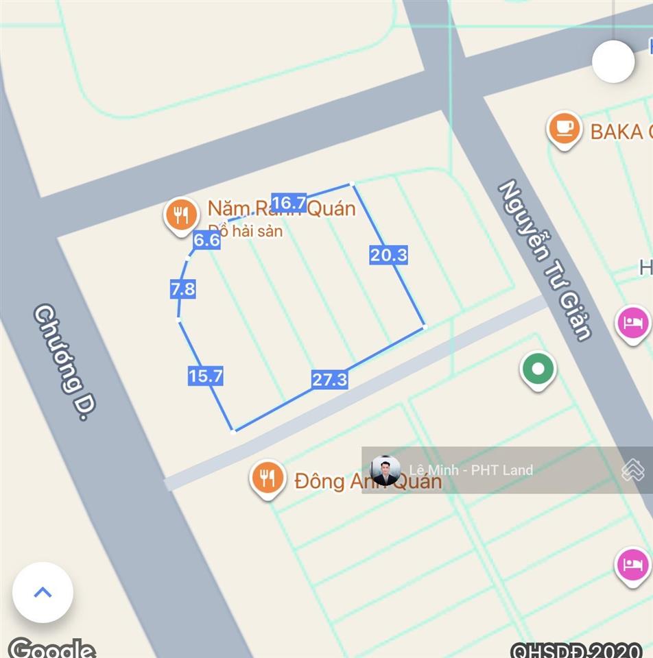 Chuyển nhượng đất lô góc 3 mặt tiền đường chương dương & phạm hữu kính view sông hàn.