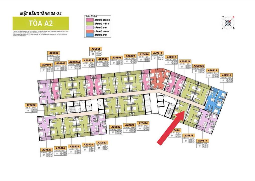 Cora tower a2.09.19 dt 54m2, ban công hướng đông nam, giá tts chỉ còn 3.15 tỷ