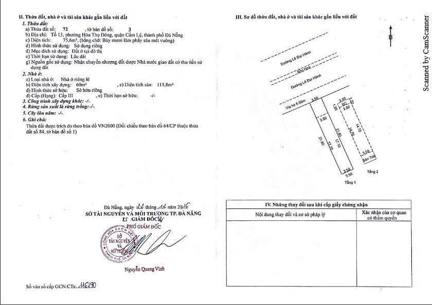 Chính chủ cần bán nhà 2 tầng mê đúc 75,6m2 (3.5x21.6m) mt đường lê đại hành, giá 7 tỷ đồng