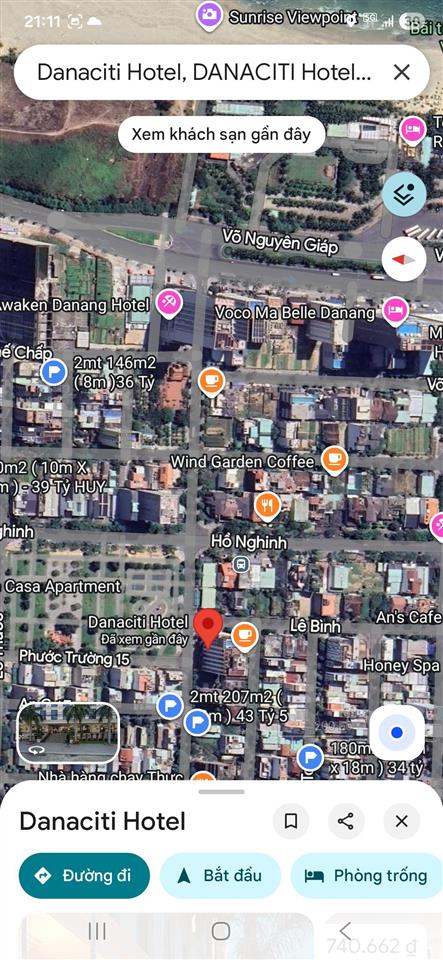 Chuyển nhượng khách sạn góc 02 mặt tiền view công viên hồ nghinh sát biển. 606,6 m2 xd 13 tầng .